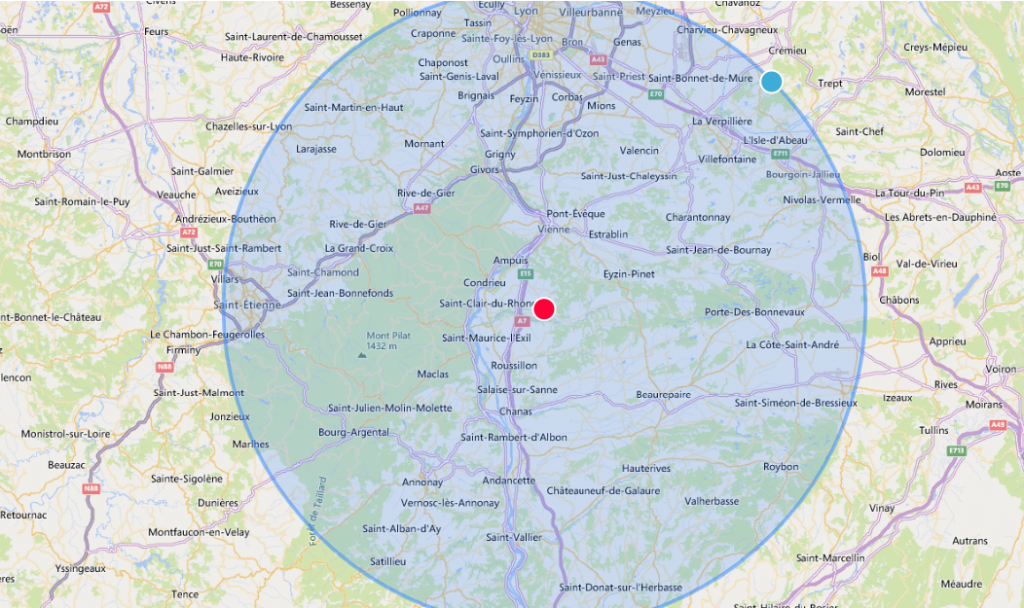 Zone approximative d'intervention